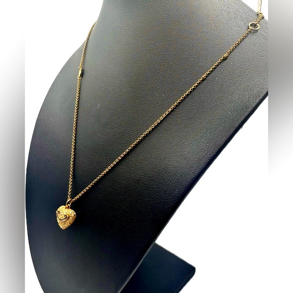 Juicy Couture Gold Tone Heart Necklace w/Crystals, Very Good Preowned Cond, Vtge - Picture 3 of 6